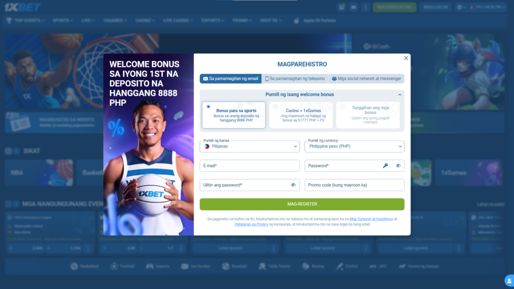 Paano Mag-register at Mag-log In sa 1xBet Philippines